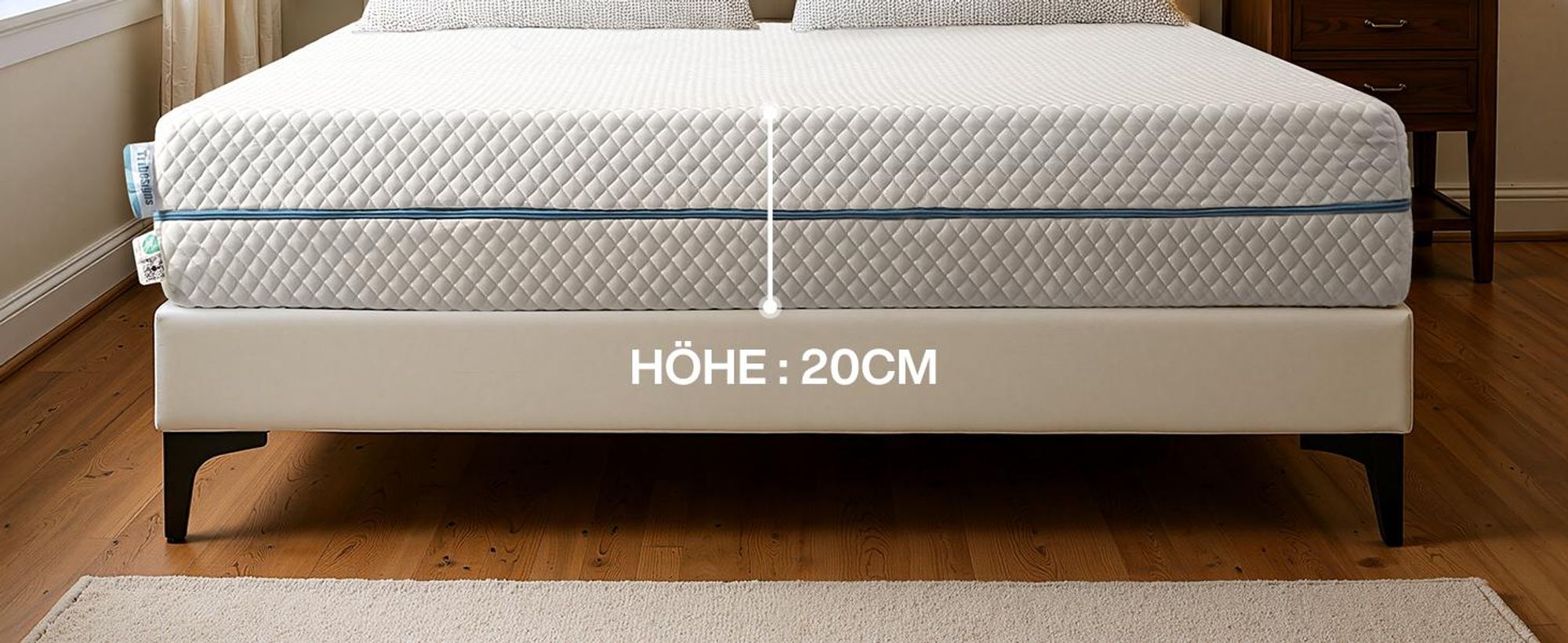Materasso in schiuma fredda Tribesigns 90x200 cm, materasso 2in1 H3 e H4, materasso ortopedico a 7 zone, rivestimento lavabile, 100 notti di prova, 20 cm(2PS)