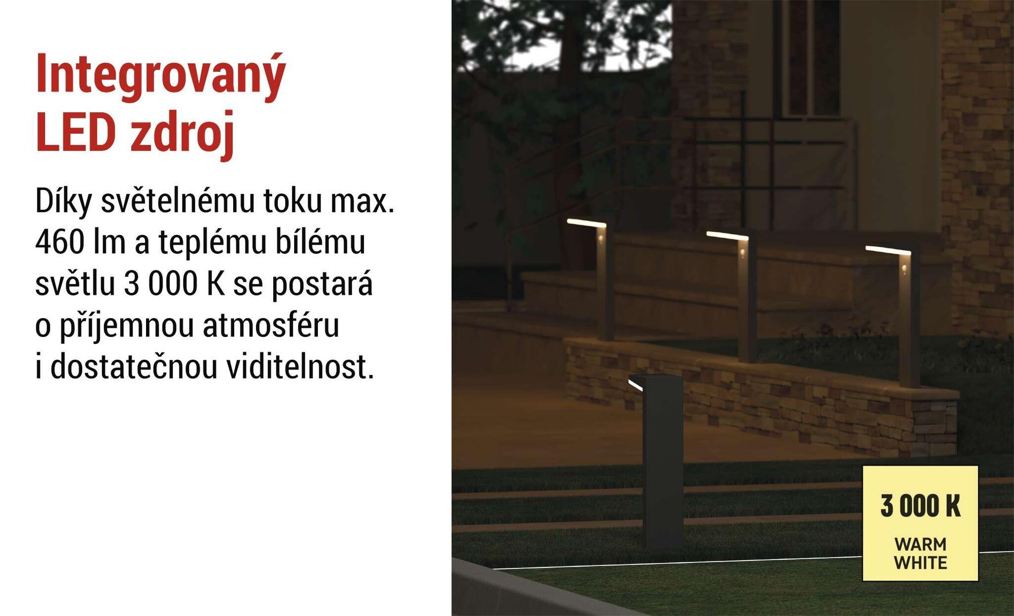 EMOS Solární LED stojací lampa VEREA s detektorem pohybu pro zahradu, vodotěsná, 460lm, teplá bílá, z hliníku pro montáž na zem, ZGK0B4S