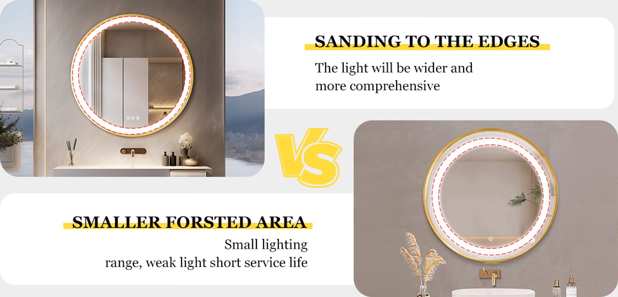 WISFOR LED Badspiegel mit goldenem Aluminiumrahmen 80x80cm, rund Wandspiegel mit Touch Schalter, Anti-Fog dimmbar 3 Lichtfarben, IP44 Energiesparend