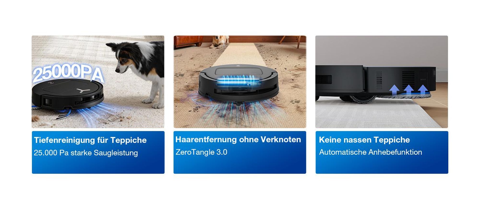 ECOVACS DEEBOT T50 PRO Omni Gen3 Care kit Staubsauger Roboter mit Wischfunktion (Enthält 2 zusätzliche Wischpads, 3 Filter und 3 Staubbeutel) Schwarz