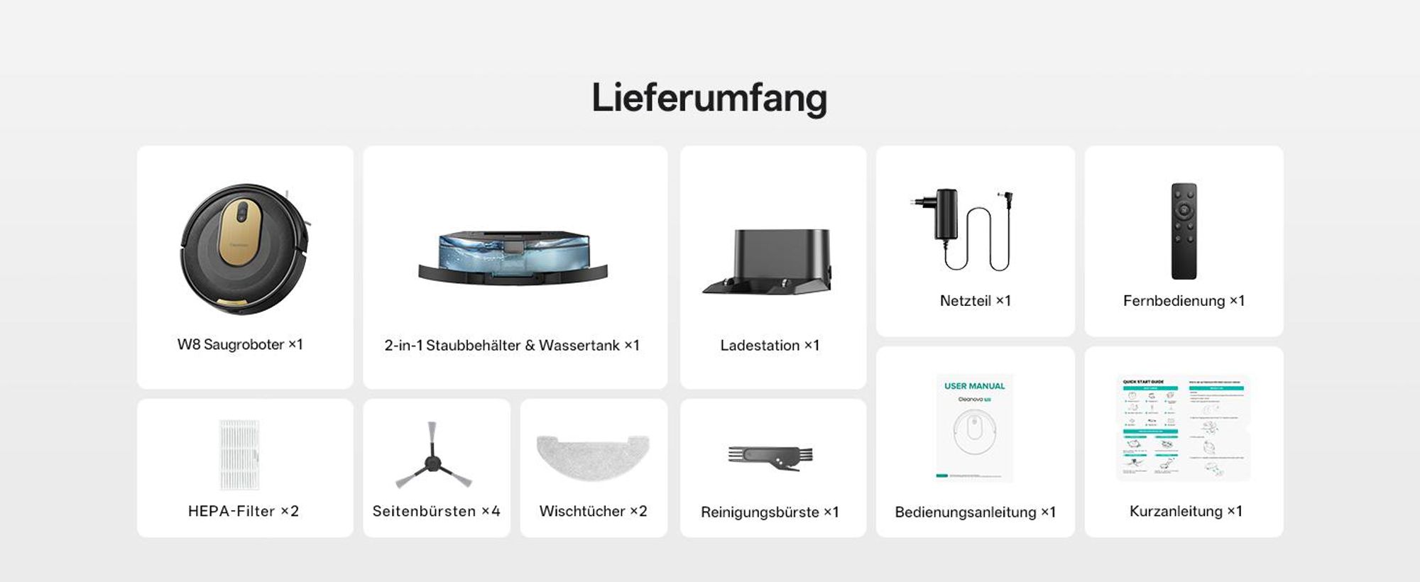 Vactidy W8 Nass-Trocken-Saugroboter, 5000Pa/150 min/mit Wischfunktion