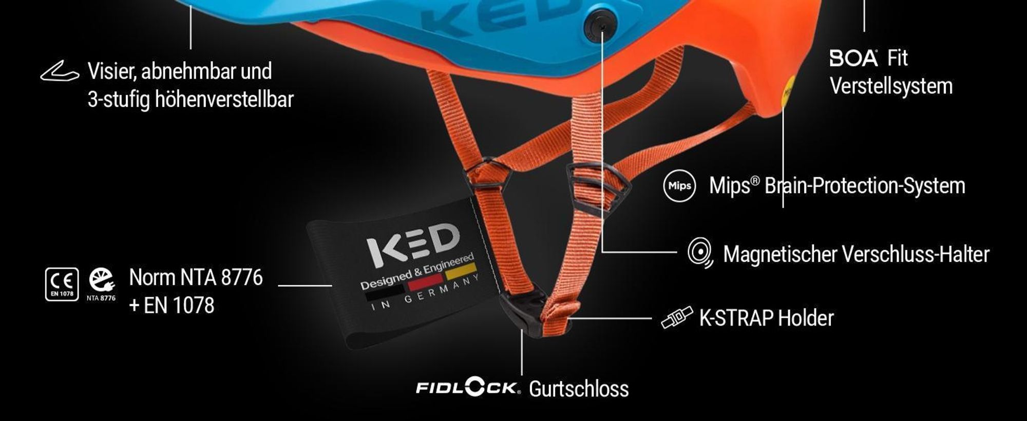 KED Pector ME-1 Mountainbike Helm: Mips Schutz, BOA® Fit System, Fidlock Magnetverschluss, 14 Belüftungsöffnungen Farbe: black Größe: 58-61 (L)
