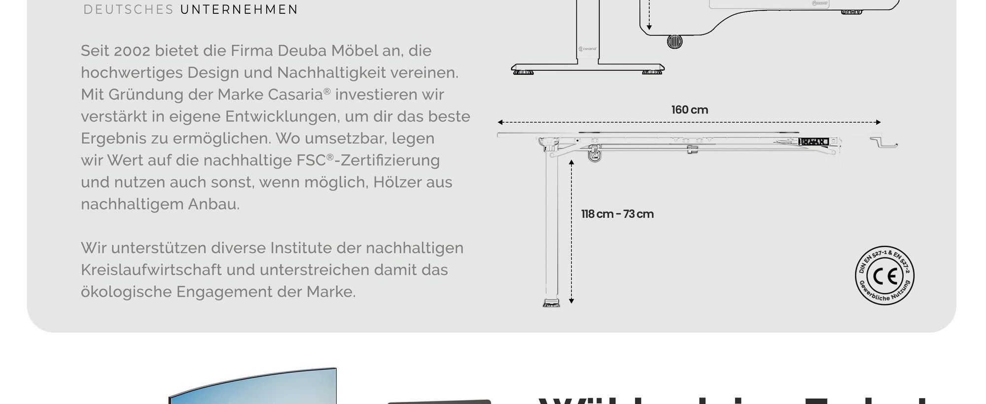 CASARIA® Höhenverstellbarer Schreibtisch 160x75 cm elektrisch mit Kopfhörerhalter Tassenhalter Modern Büro Gaming PC Computer Tisch Schwarz Carbon-Optik