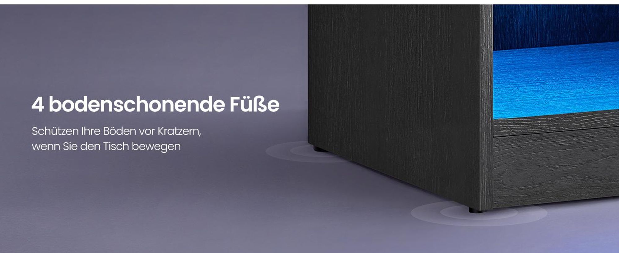 VASAGLE Nachttisch mit einstellbarer LED, Beistelltisch mit Steckdosen