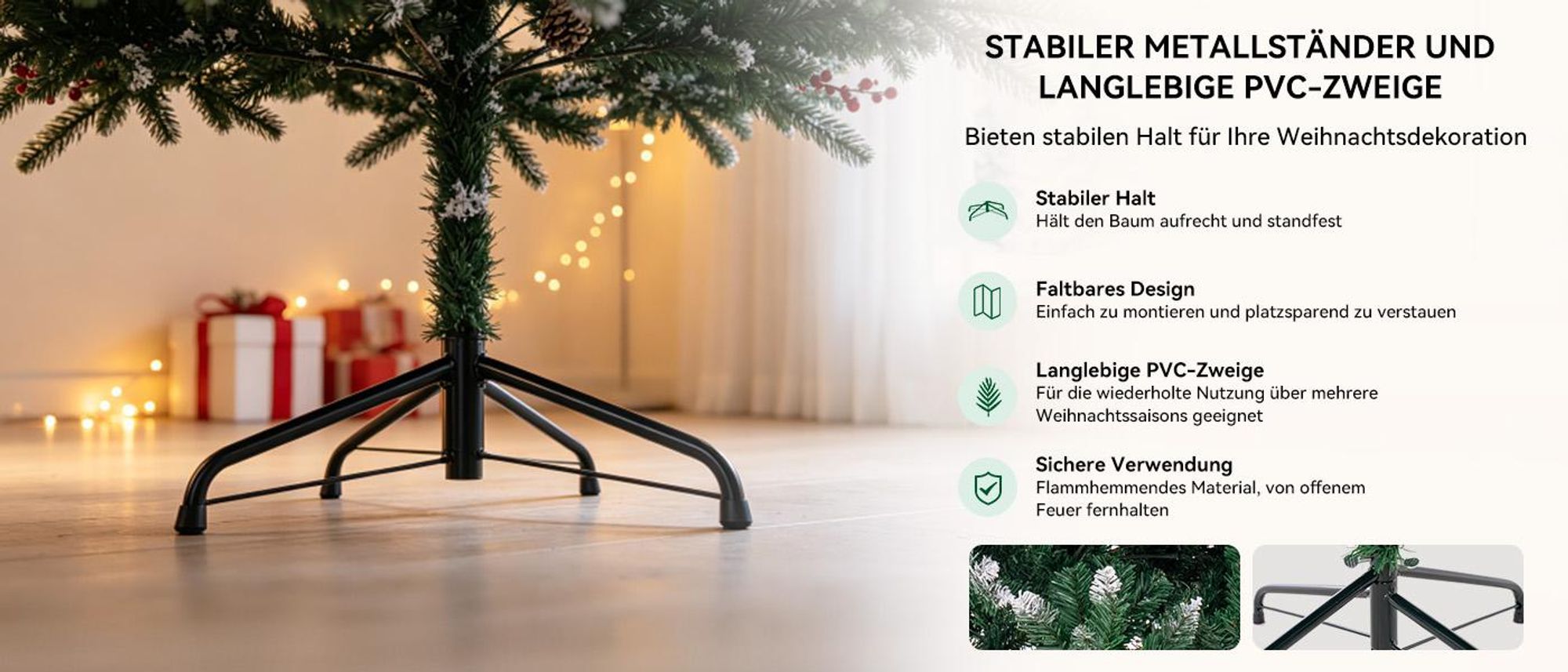 Ohňovzdorné PVC konáriky a stabilný kovový stojan