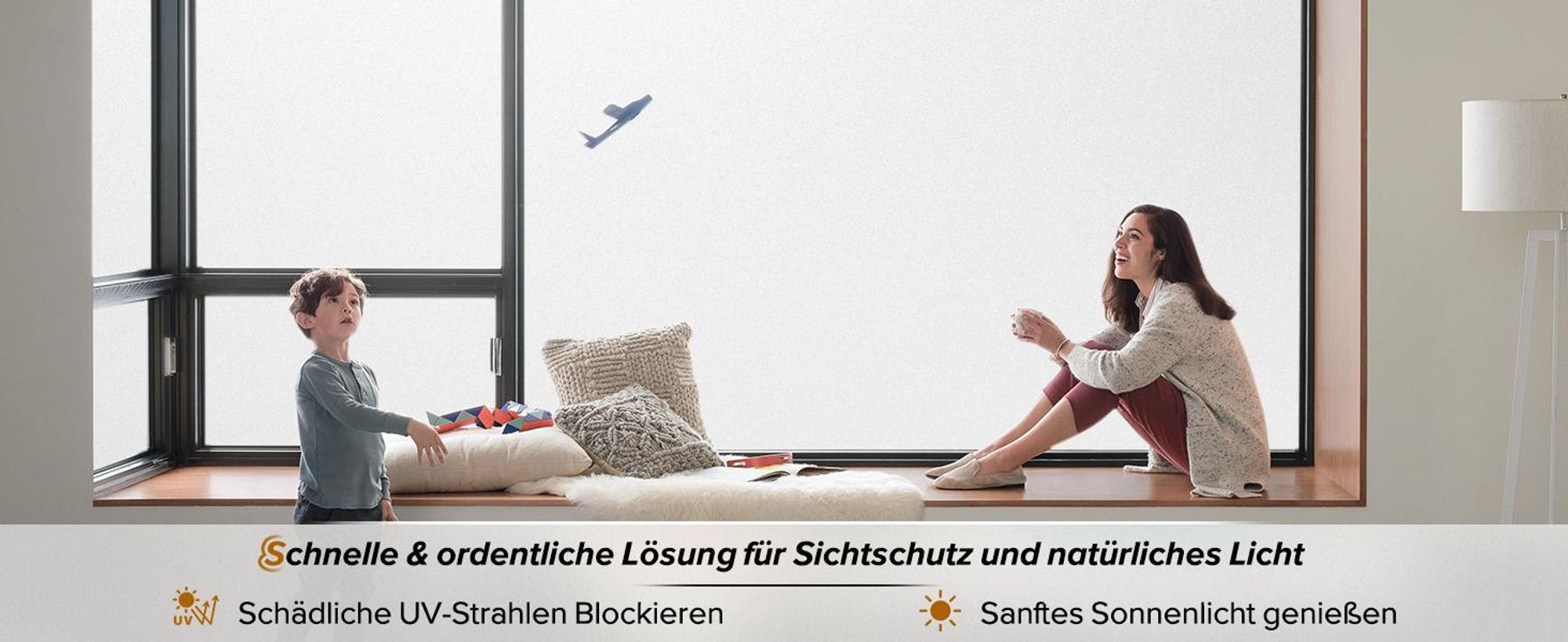 Fensterfolie, Milchglasfolie, Sichtschutzfolie, Milchglas Blickdicht, Sonnenschutz Selbstklebend Statisch, für Büro Wohnen (90x200cm)