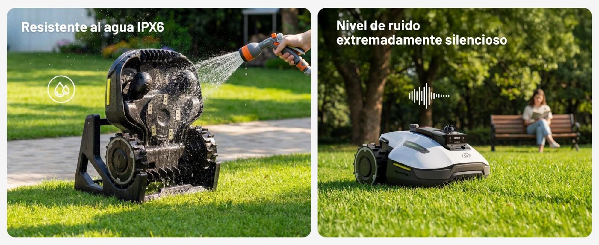 Cortacésped Robótico Mammotion YUKA Mini 2 1000 con garaje y soporte de lavado, sin cable, para 1000 m², DropMow, mapeo automático, corte de bordes