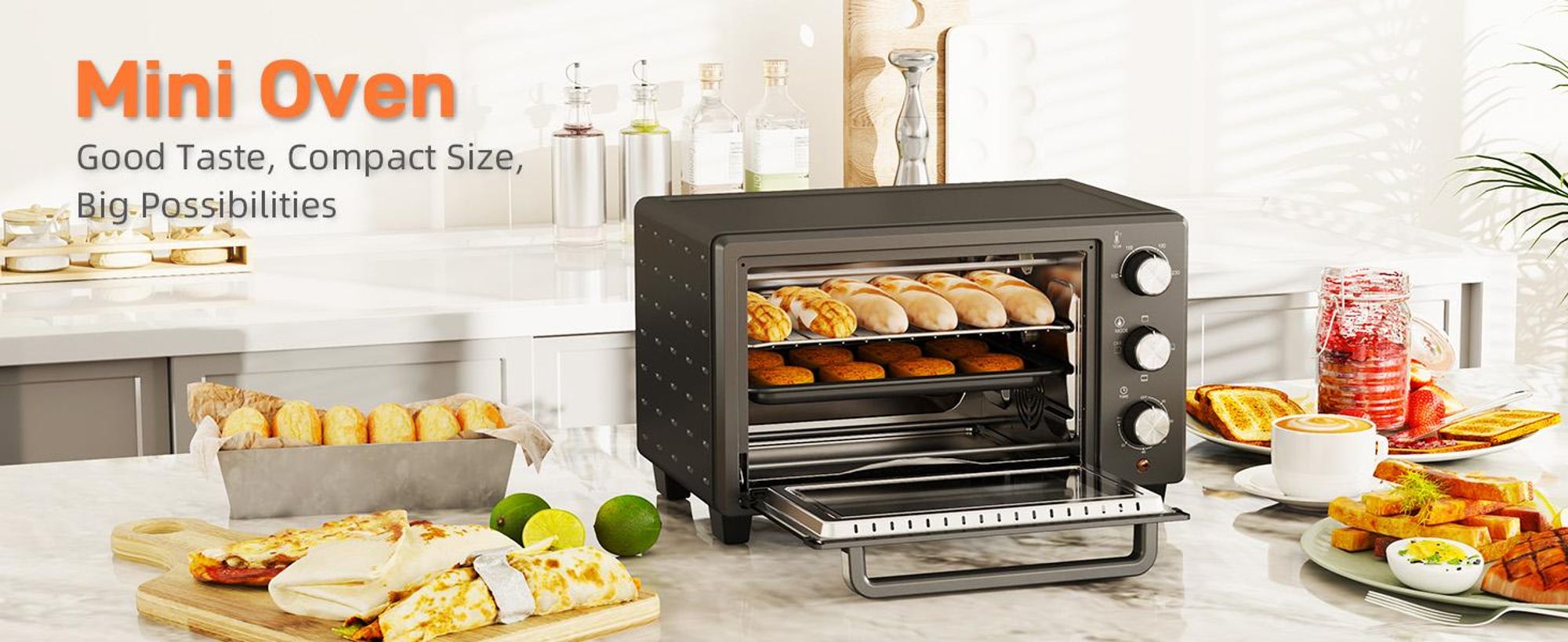 Mini piekarnik HOMCOM 21 l, 1400 W, timer 60 min, mały piekarnik z zakresem temperatur 100–230 °C