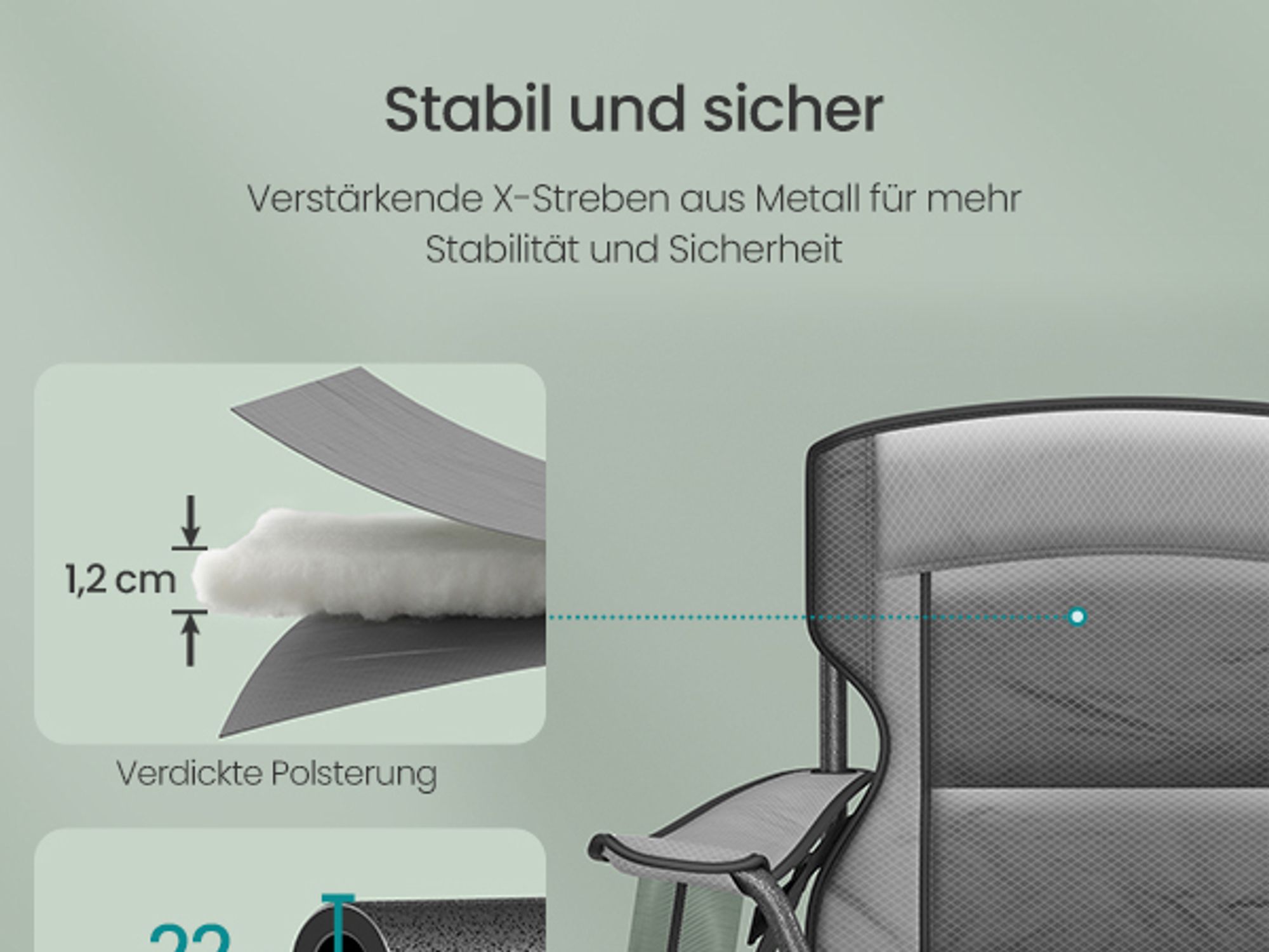 SONGMICS Campingstuhl, Klappstuhl mit Getränkehalter, Angelstuhl, klappbar, bis 205 kg
