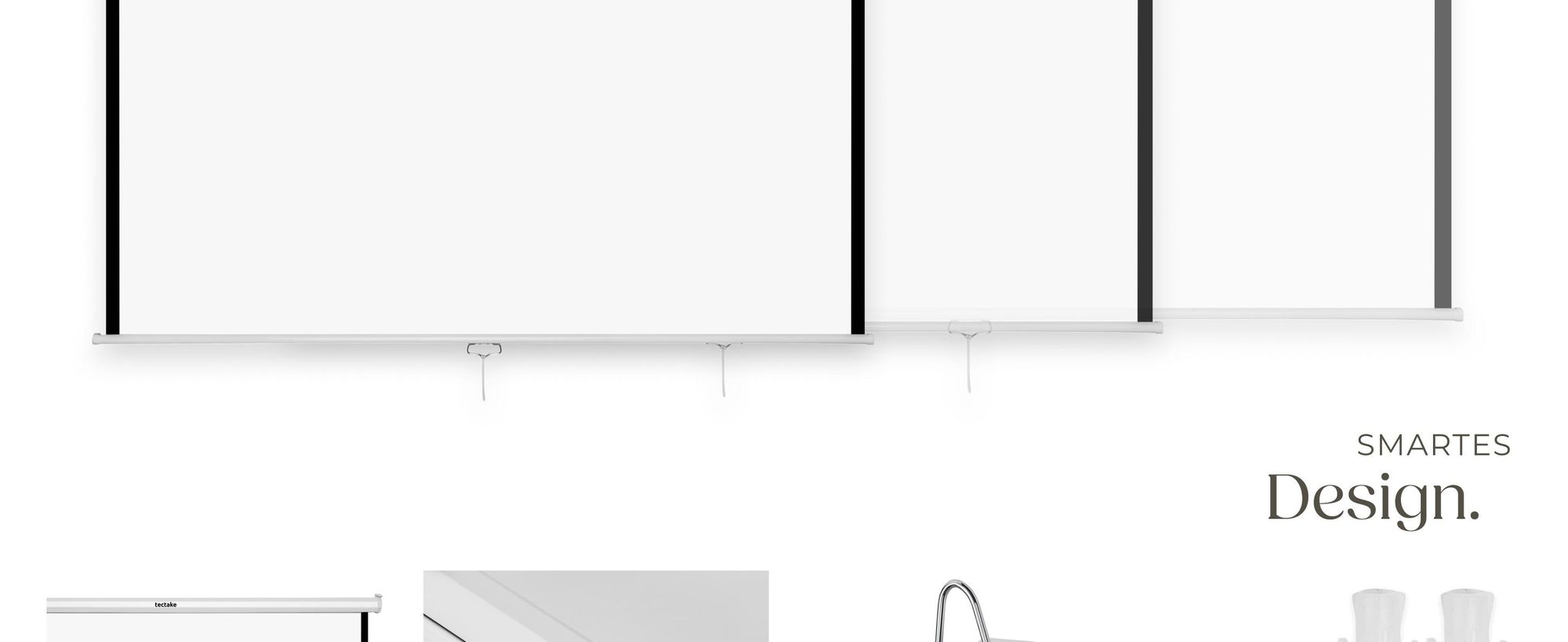 tectake® Beamer-Leinwand ausziehbar Doppelschicht-Gewebetuch, faltenfrei