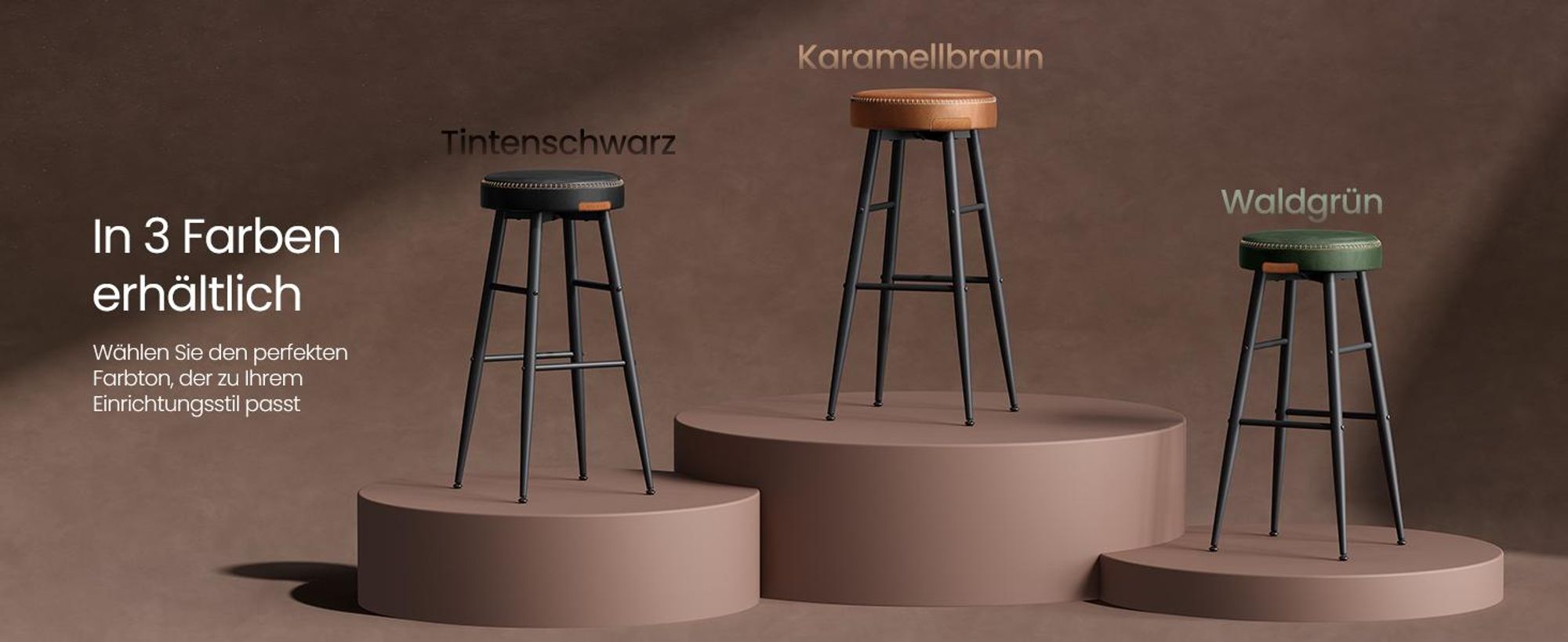 VASAGLE ECHO Kollektion Barhocker, 2er Set, Barstuhl, Kunstleder, karamellbraun