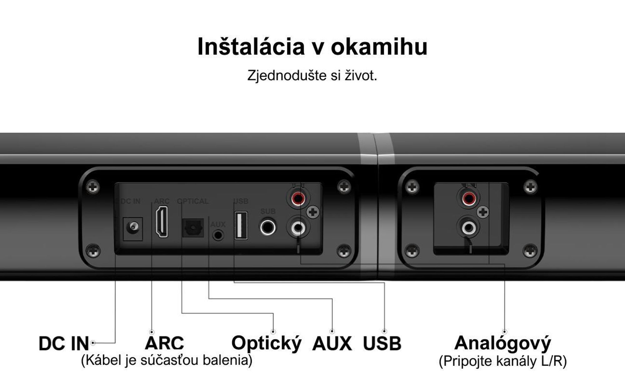 ULTIMEA 2.2-kanálový soundbar pre TV prijímače, deliteľný soundbar 2 v 1, Bluetooth® 5.3, 3 režimy EQ a nastaviteľné basy, ARC/Optical/Aux, Apollo S40