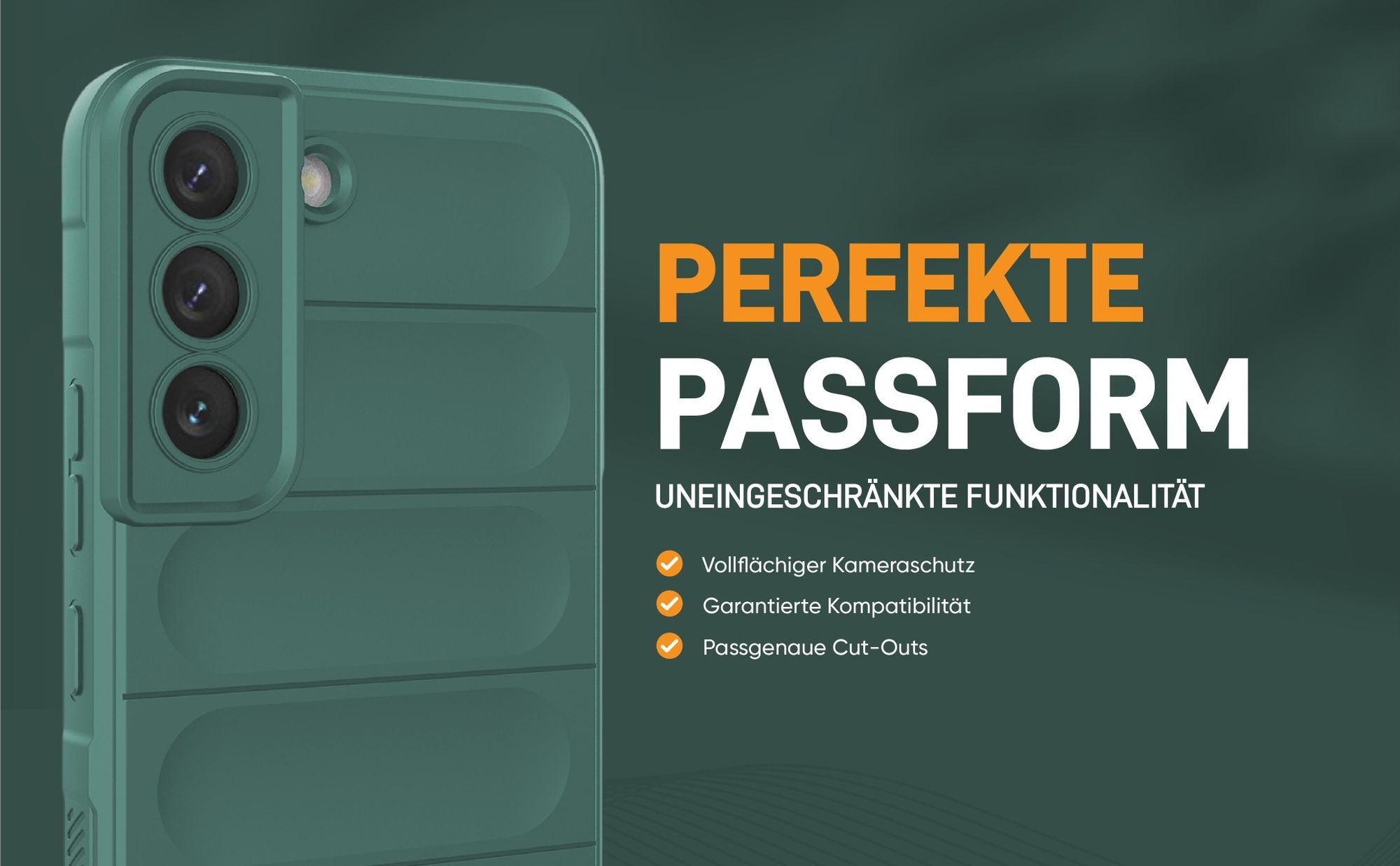 Grünes robustes Smartphone Cover für Samsung Galaxy S22 mit perfekter Passform