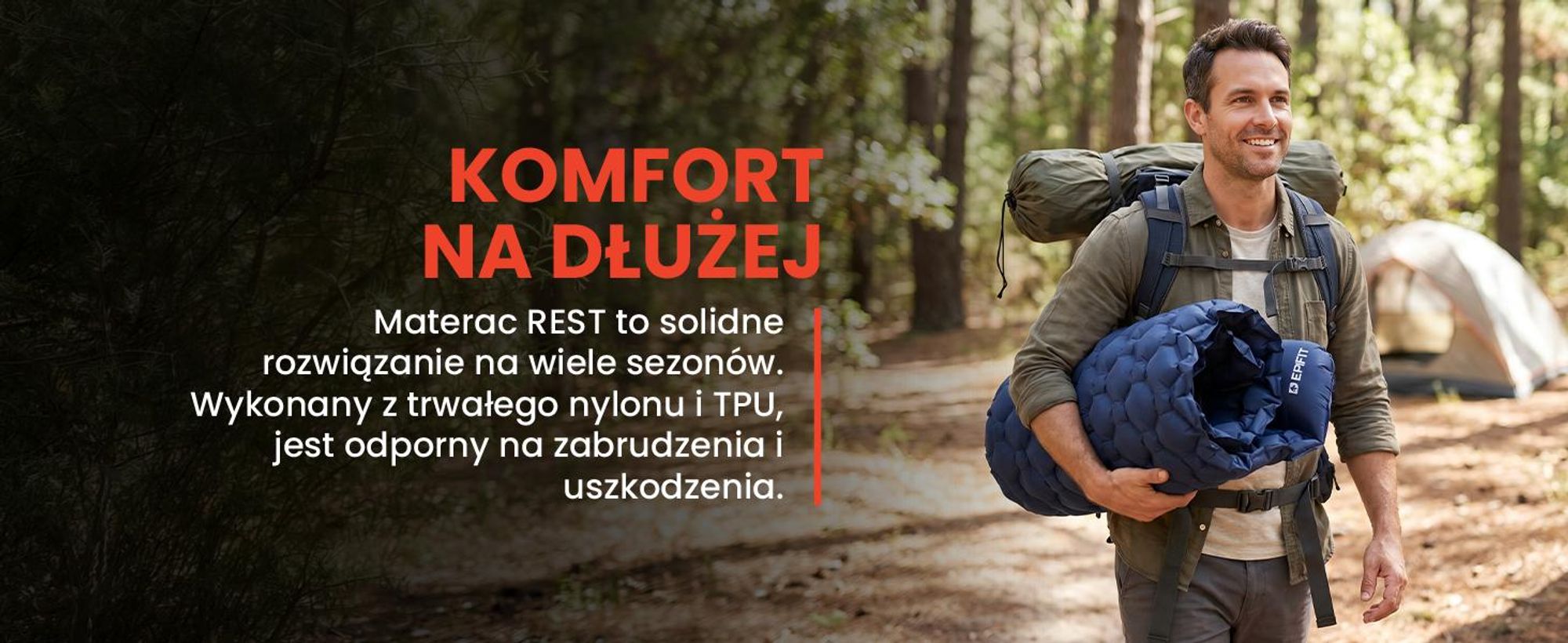Samopompujący się materac jednoosobowy w kolorze niebieskim