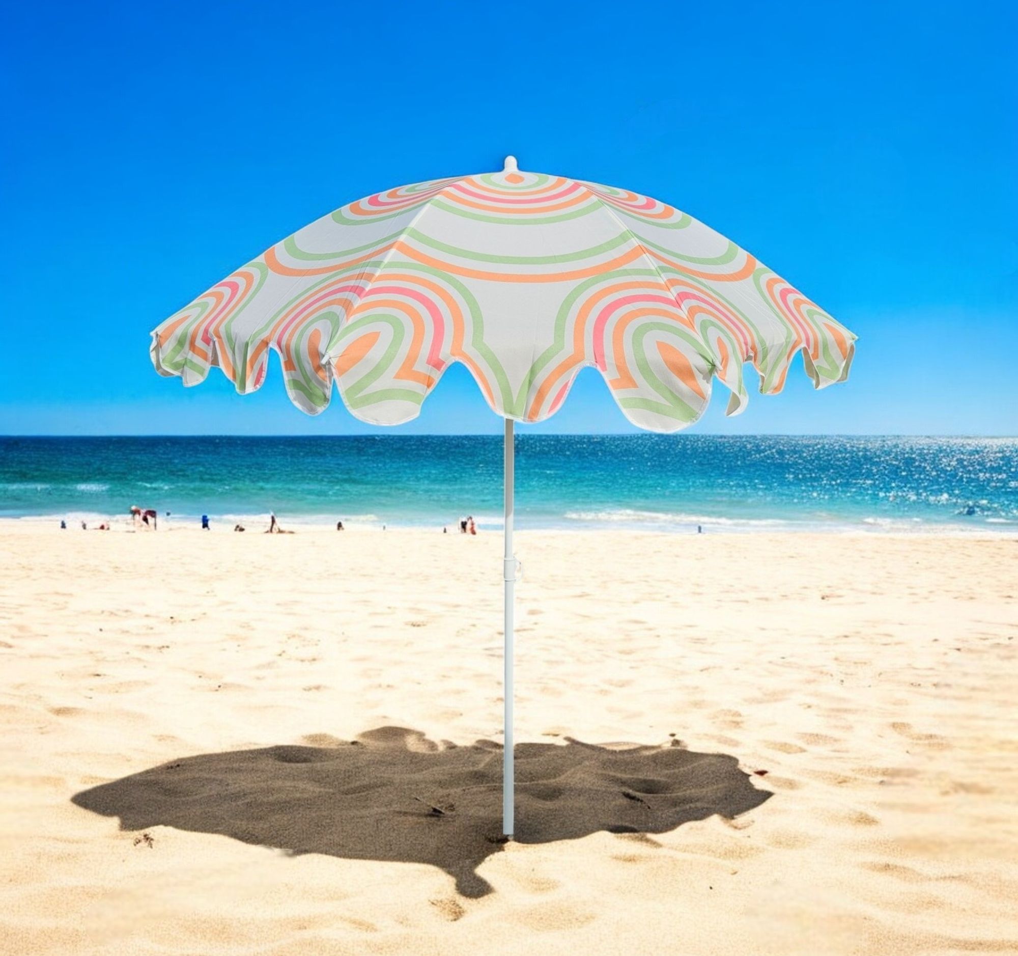 Sonnenschirm Strandschirm UV 30+ Balkonschirm grün Kreise Streifen