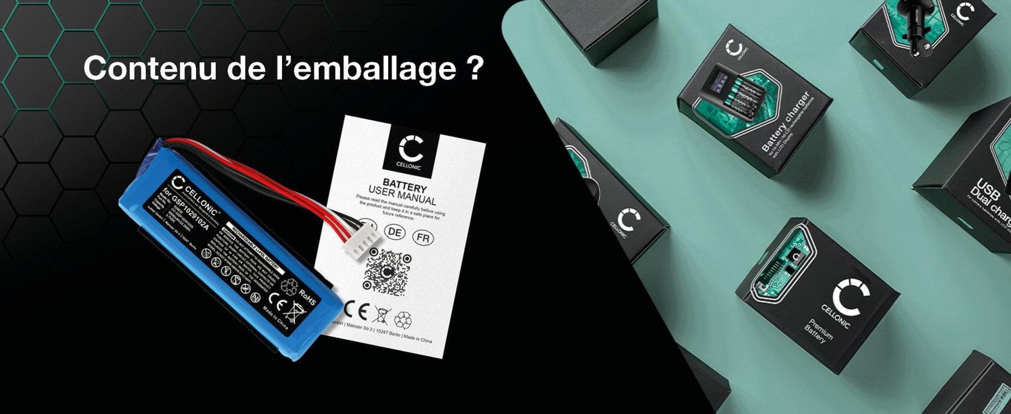 CELLONIC 1x Batterie pour Enceinte Compatible avec JBL Charge 3 Stealth Edition, Charge 3 (2016), GSP1029102A - (6000mAh, 3.7V)
