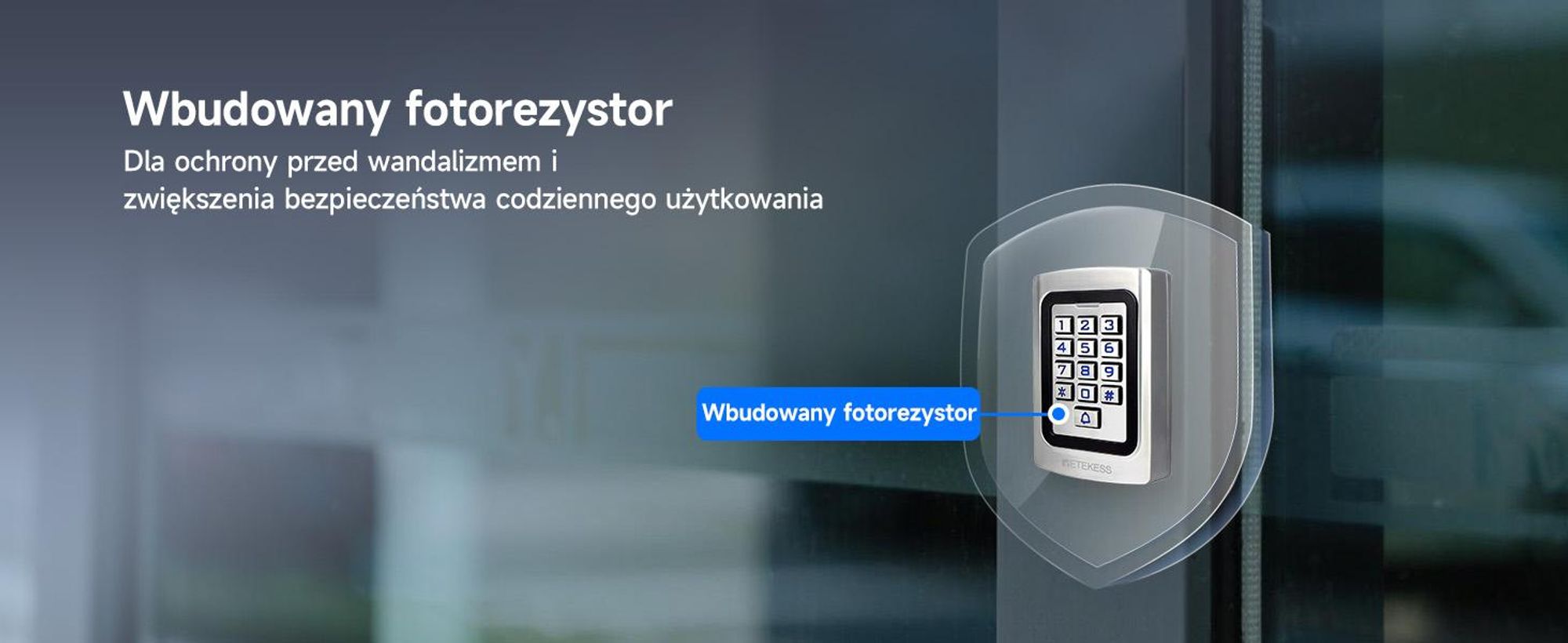 Retekess T-AC04 Inteligentna blokada drzwi IP68 System dostępu PIN 125KHz RFID Wodoodporny, podświetlany, antykradzieżowy, odpowiedni do sklepów mieszkalnych