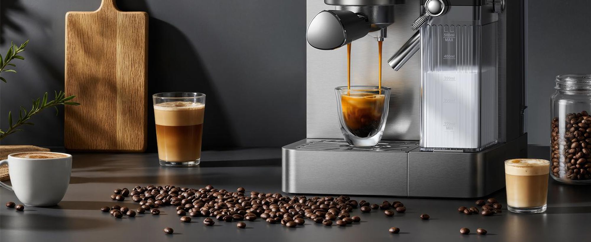 AIRMSEN Espressomaschine,20Bar,mit Milchsystem,Kaffeemaschine mit Touchscreen,Heiß-und Kalt-Extraktion,Bedienung per Knopfdruck,automatische Reinigung