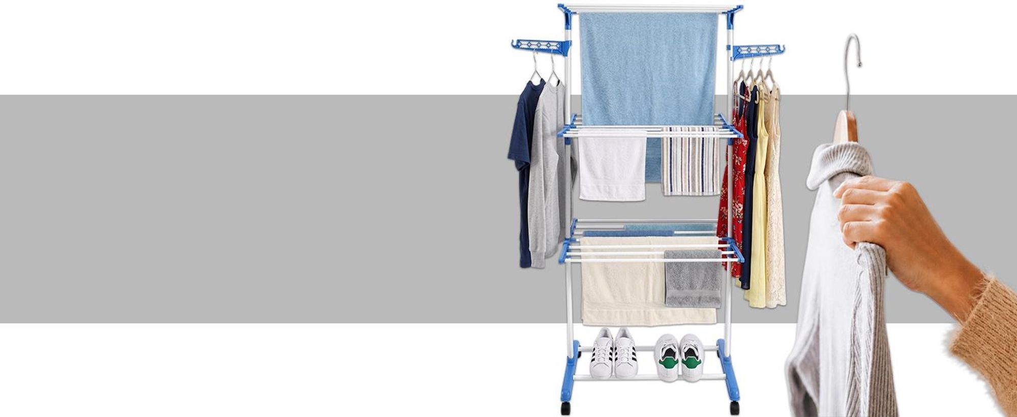 KRUMAD Wäscheständer Wäscheturm, Wäschetrockner klappbar, Trockenständer für Kleidung, Handtücher und Textilien