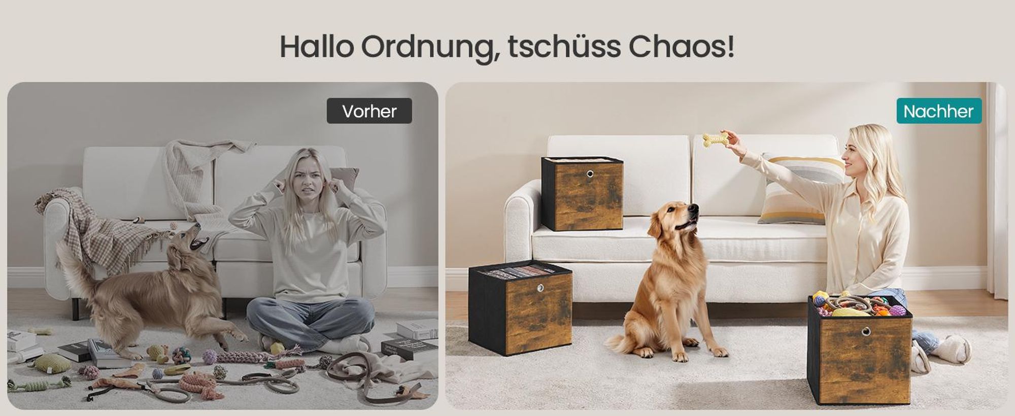 Aufbewahrungsbox, 6er Set, Ordnungsboxen, Vliesstoff, Faltbox, 33 x 33 x 33 cm, Stoffbox, für Würfelregal, Organizer für Kleidung