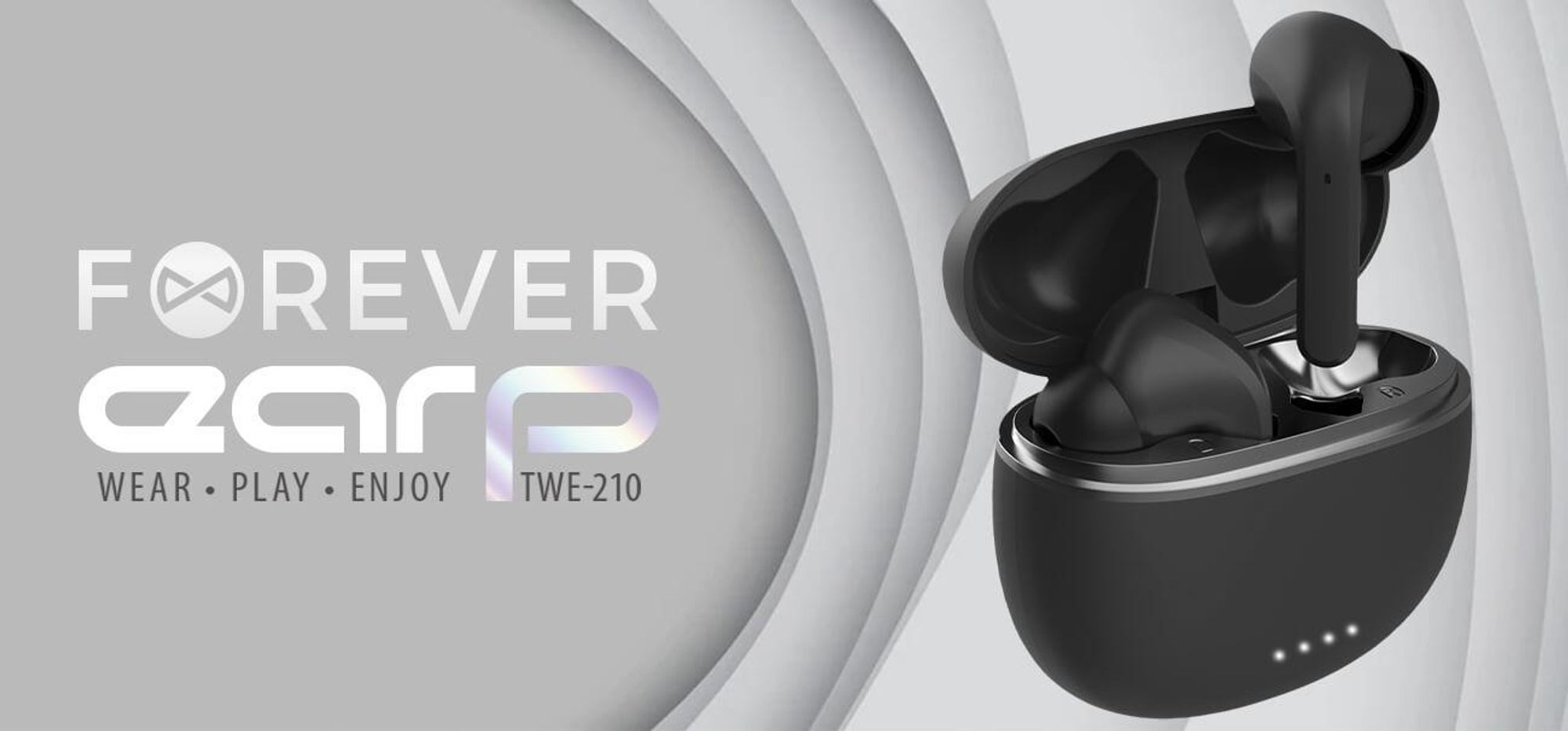 Forever Bluetooth drahtlose Kopfhörer 5.3 Modi ANC TWE-210 EARP mit Ladekoffer Mikrofon, Steuerung, LED-Anzeigen In-Ear Headphones
