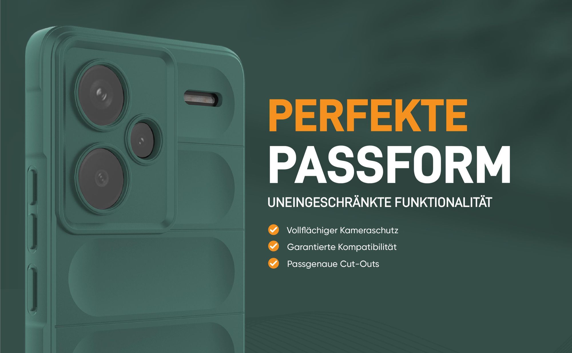 Grünes robustes Smartphone Cover für Xiaomi Redmi Note 13 Pro+ 5G mit perfekter Passform