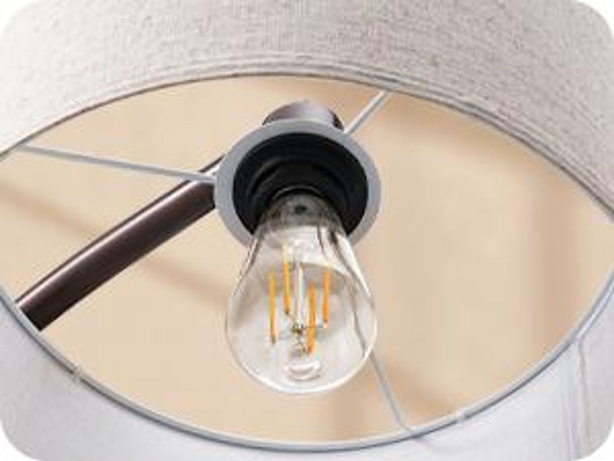EDISHINE Braun Stehlampe Wohnzimmer mit Verstellem Beigen Leinen-Lampenschirm & Fußschalter, 161cm Bogenlampe, Leselampe mit E27 LED-Glühbirne