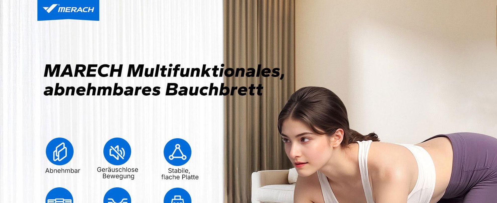 Multitrainer – 4-in-1 Pilates-Board, Push-Up-Bauchmuskel-Roller, Platzsparend, Bauchmuskelübungsgerät für Ganzkörpertraining
