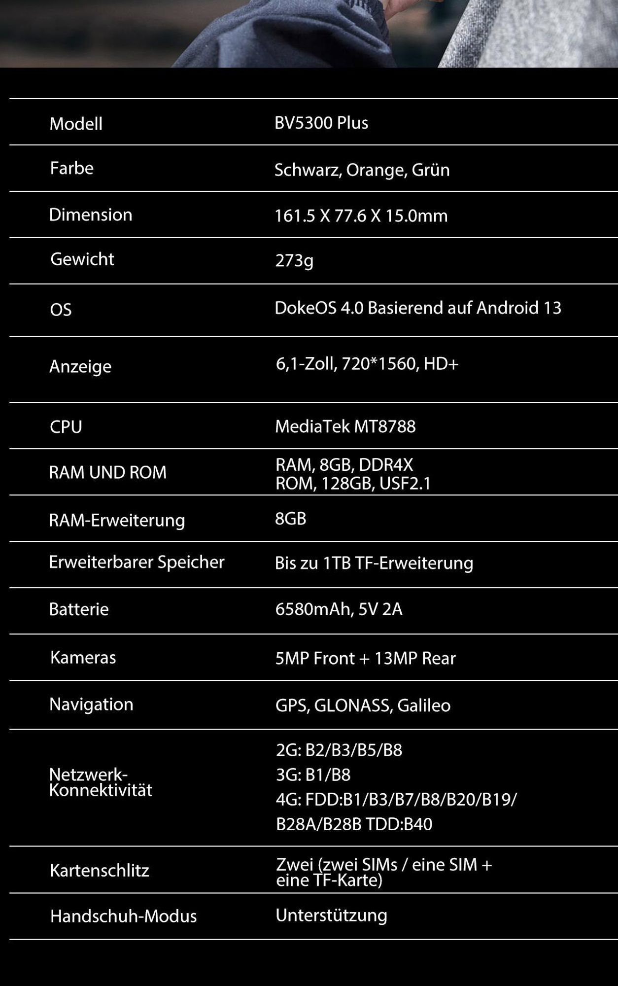 Blackview BV5300 Plus NFC Outdoor Smartphone Ohne Vertrag,  6,1 Zoll, 16GB+128GB, Helio Octa-Core, 6580mAh, Dual Nano-SIM, DokeOS 4.0