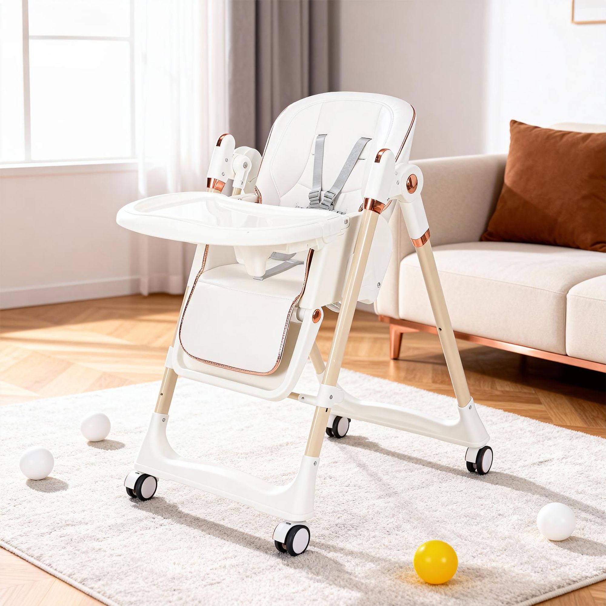 OYAJIA Hochstuhl Kinderstuhl Stuhl Baby Kinderstuhl Klappbar mit Esstablett Baby & Kinder Hochstuhl Babyliege Höhenverstellbar, Räder Klappbar