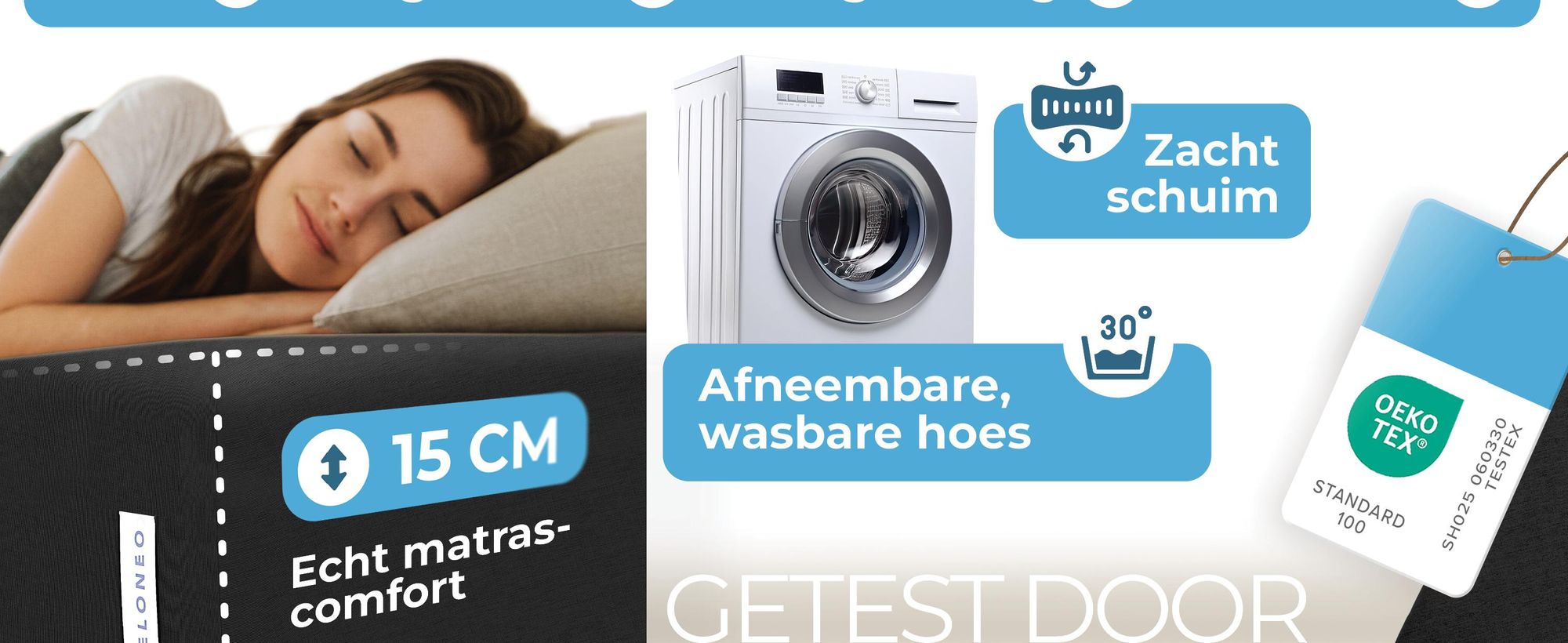 ELONEO Opklapbare matrassen, gastenmatrassen, 3-delige opvouwbare matrassen, extra dik schuim (15 cm), geschikt voor mensen met rugproblemen, opvouwbaar, (zwart)