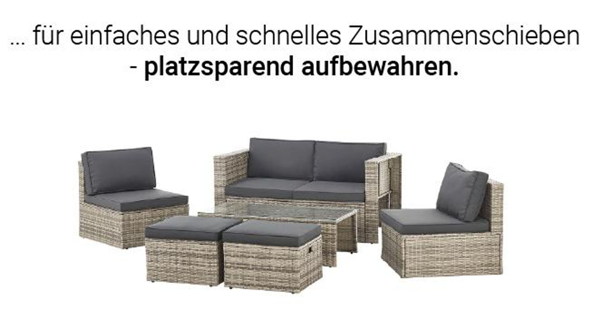 Juskys Polyrattan Gartenmöbel Set Salou - Lounge für 6 Personen, wetterfest - Grau