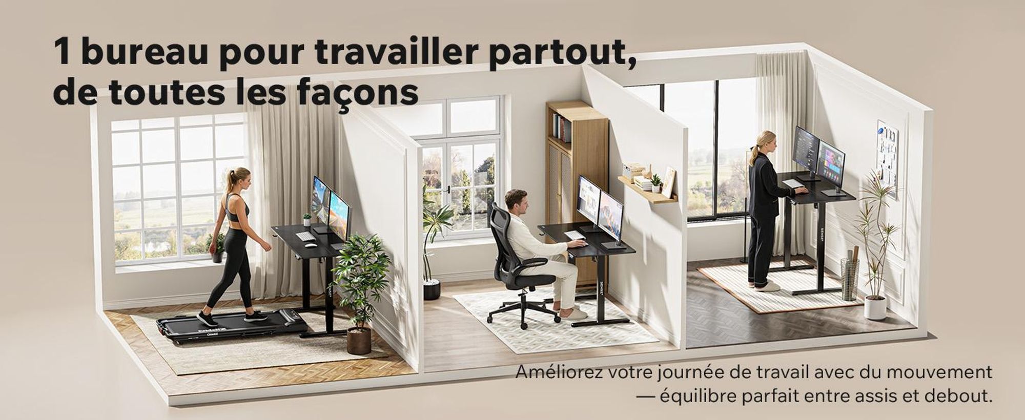 SENSE7 NOJO Light : piètement de bureau électrique réglable en hauteur | 72-118 cm, fonction mémoire, support pour casque, charge max. 70 kg, piètement en acier