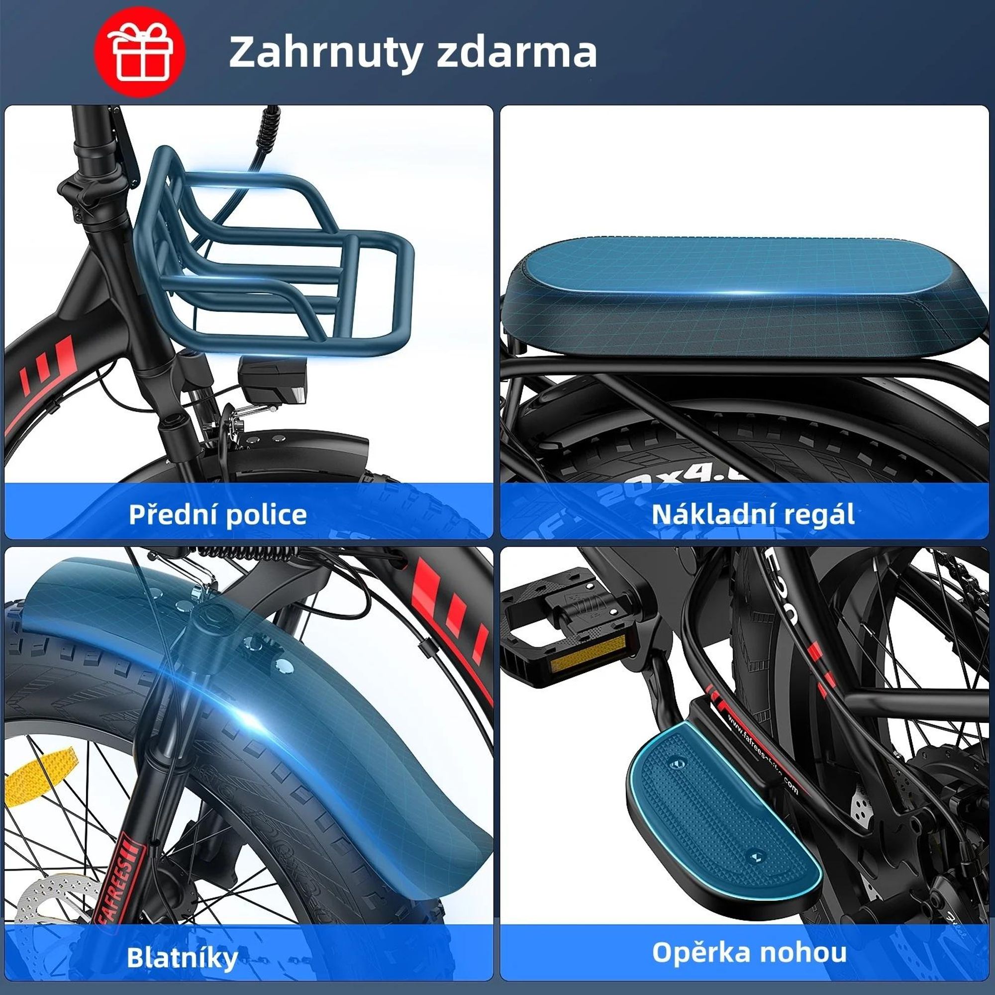 Elektrické kolo FAFREES F20 Max - Baterie 48V 30Ah, pneumatiky 20", mechanické kotoučové brzdy - Černá barva