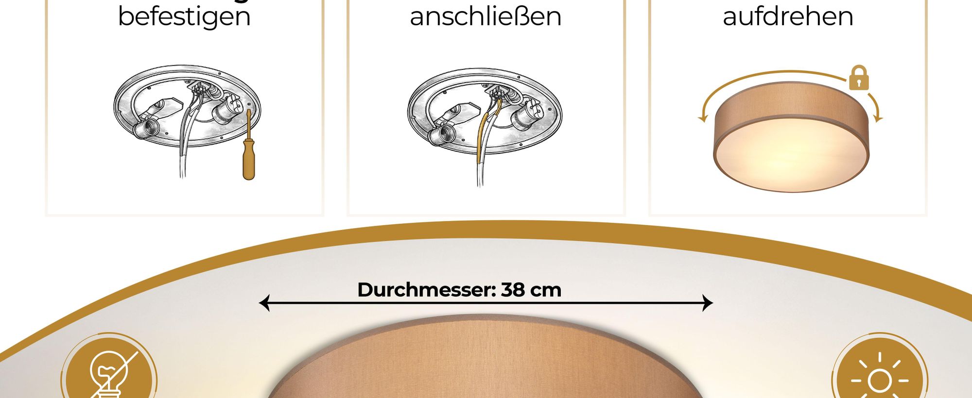 MONZANA Deckenlampe Stoff Wohnzimmer