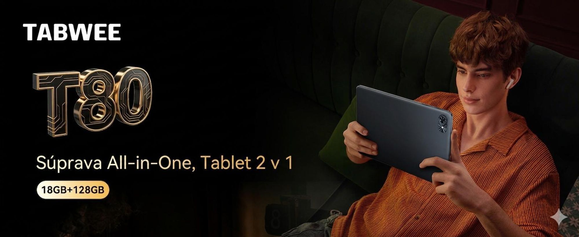 Tablet T80 (18GB + 128GB),10 palcov,Android 16,6000 mAh,vrátane klávesnice,myši,stylusu,ochranného puzdra,stojana a ochrannej fólie,Face ID,BT 5.0,5G