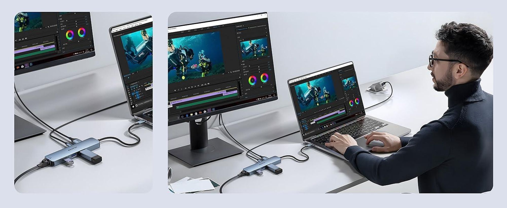 BENFEI Hubs USB C Hub 6in1 mit HDMI 4K 60Hz und Gigabit Ethernet