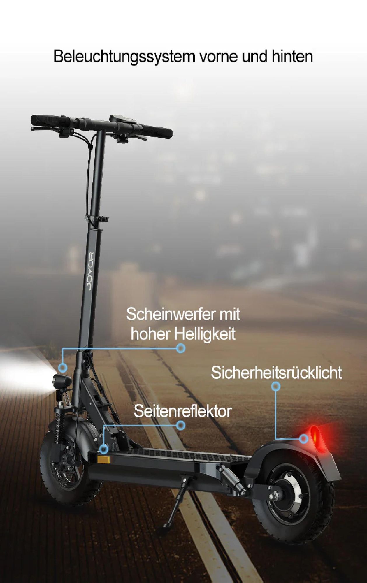 JOYOR Y8-S ABE- Faltbar Elektroroller - 500W Motor 48V26AH Akku 10 Zoll Reifen - Schwarz