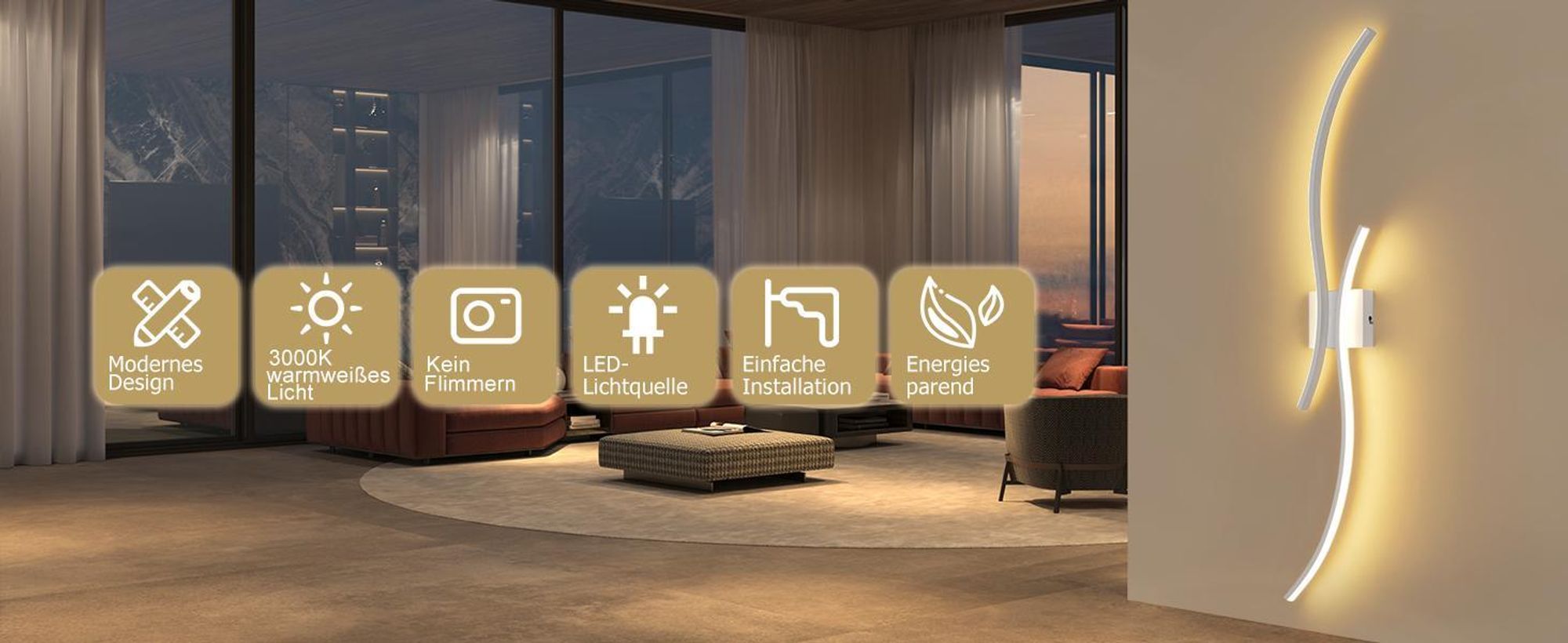 ZMH Wandlampe Innen LED Wandleuchte14W 1800lm Flurlampe 100CM Weiß Treppenhauslampe Modern Welle Design 3000K Warmweiß Minimalistische Wandbeleuchtung für Schlafzimmer Wohnzimmer Flur Treppenhaus Küche