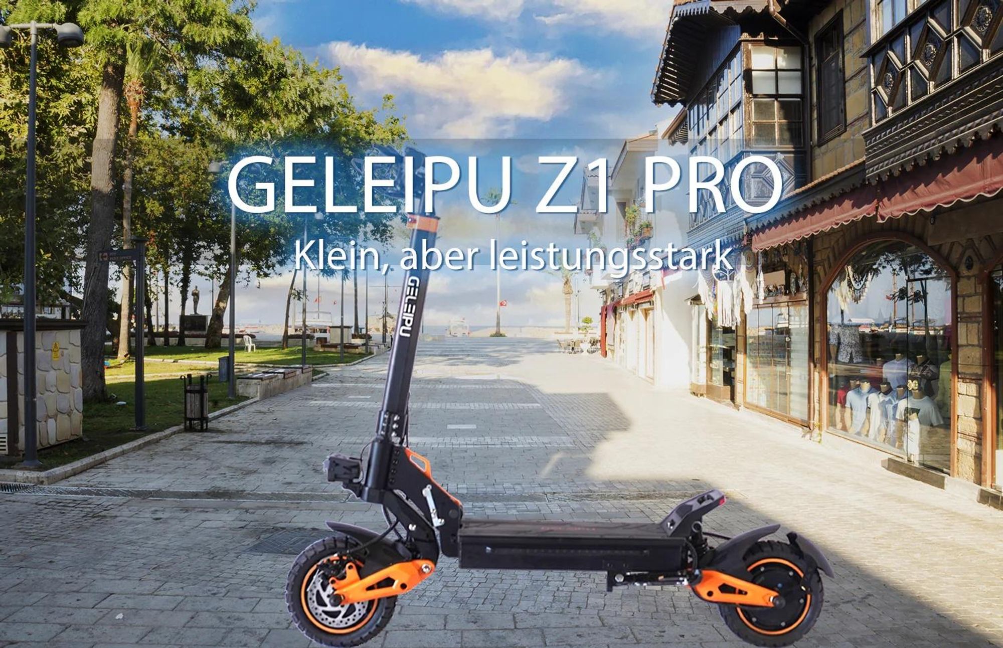 GELEIPU Z1 PRO Elektroroller - Motor 2400W Akku 52V20AH E-Scooter mit 10 Zoll Reifen und Scheibenbremse - Schwarz
