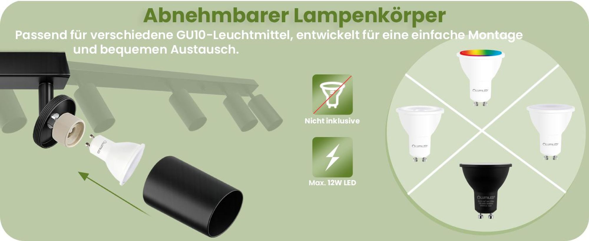 LUMILED Deckenleuchte Deckenspot GU10 Fassung Deckenstrahler 6-flammiger Spot Spotlampe Decke Spotleuchte Deckenlampe Spots schwenkbar drehbar 230V