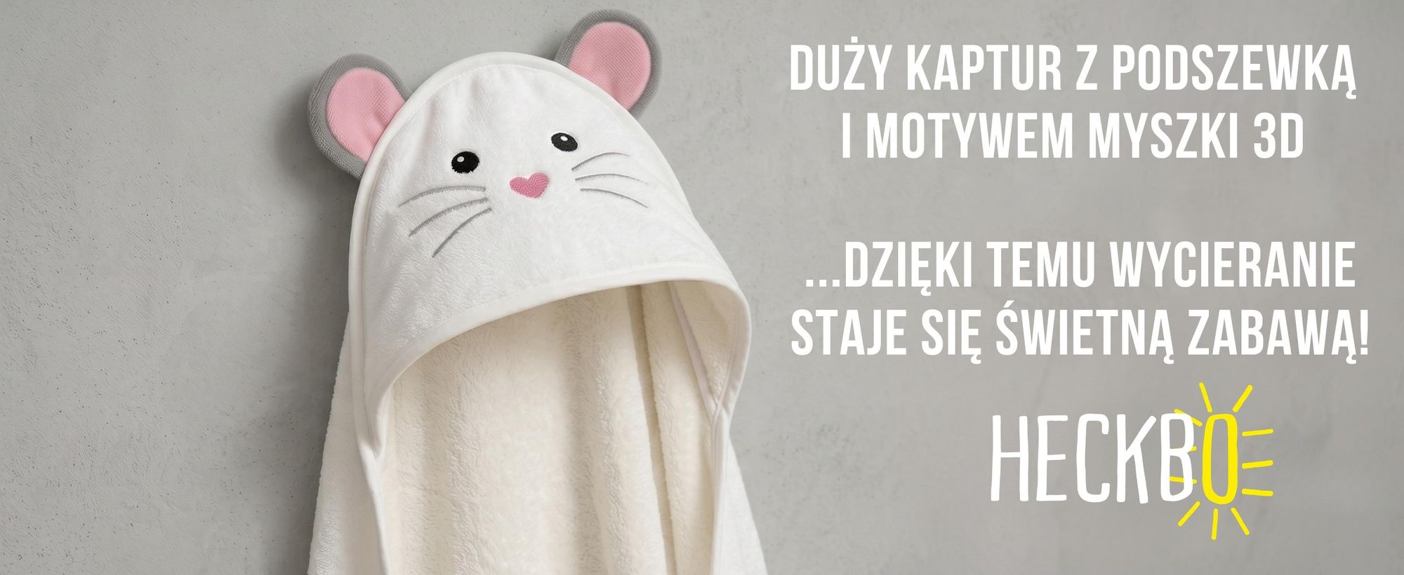 HECKBO Ręcznik z kapturem dla niemowląt z myszką i myjką | Wiskoza bambusowa (wykonana z pulpy bambusowej) | 90 × 100 cm | Od urodzenia