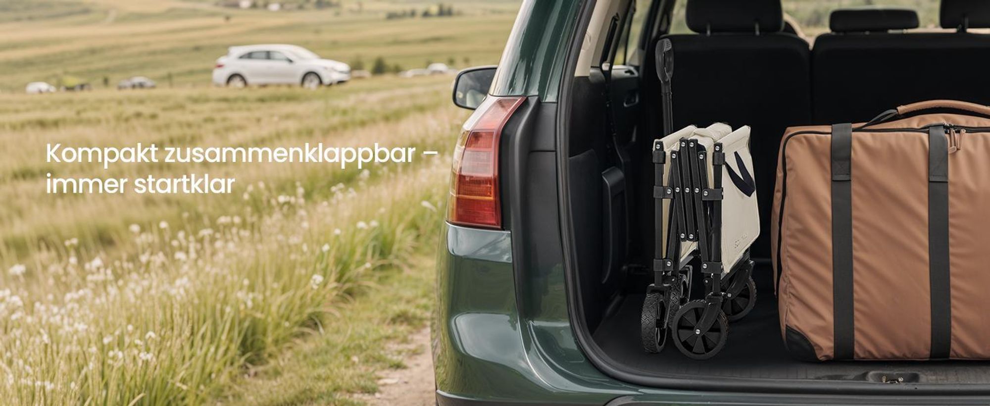 SONGMICS Faltbarer Bollerwagen, Transportwagen mit Griff, 4 verstärkte Rollen, 150 L, Outdoor, bis 150 kg, Garten, dunkelgrau