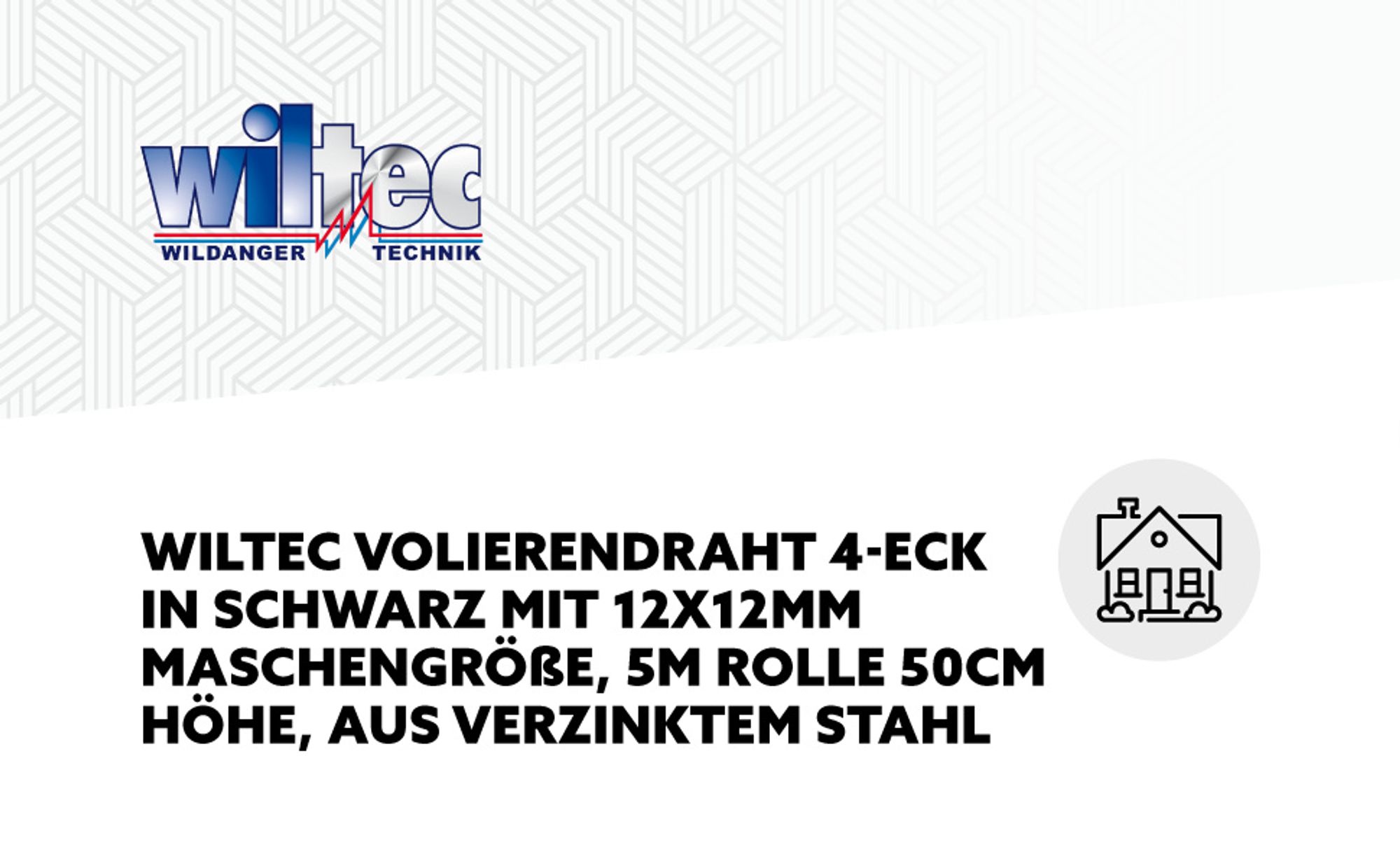 Wiltec Maschendrahtzaun Schwarz 50 cm x 5 m, 0,9 mm Stärke 12x12 mm Maschengröße, Volierendraht 4-Eck aus Stahl verzinkt, Drahtgitter, Vogeldraht
