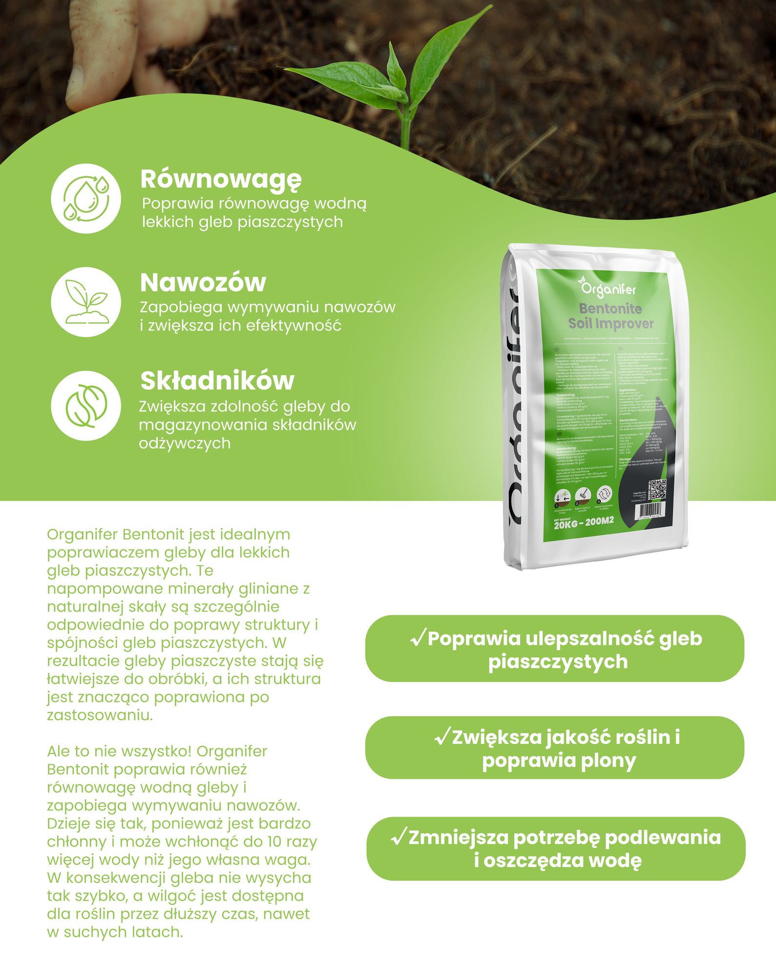Bentonit – Poprawiacz Gleby Piaszczystej (20 kg – na 200 m2) - Organifer