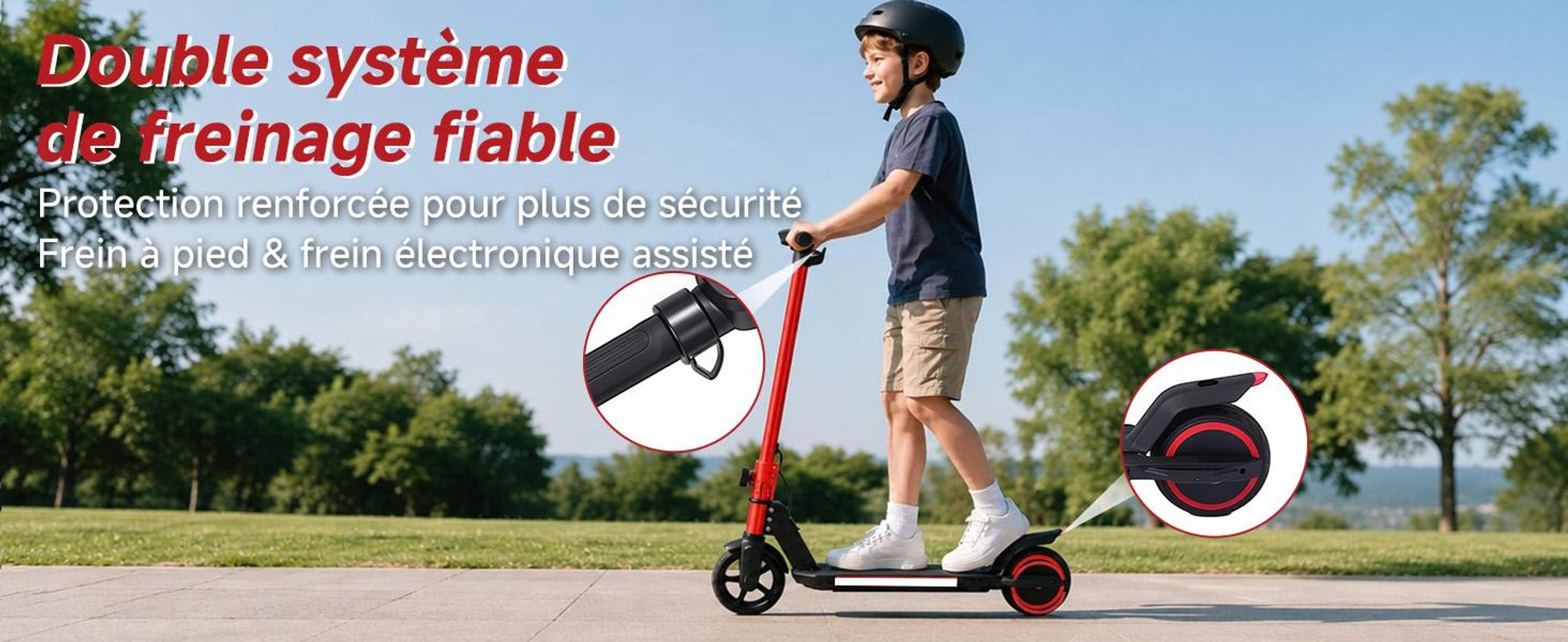 Trottinette électrique enfant 150W, E-Scooter enfant 16 km/h avec écran LED, lumières RGB, phare avant, double frein, pliable, pneus pleins 6,3 pouces