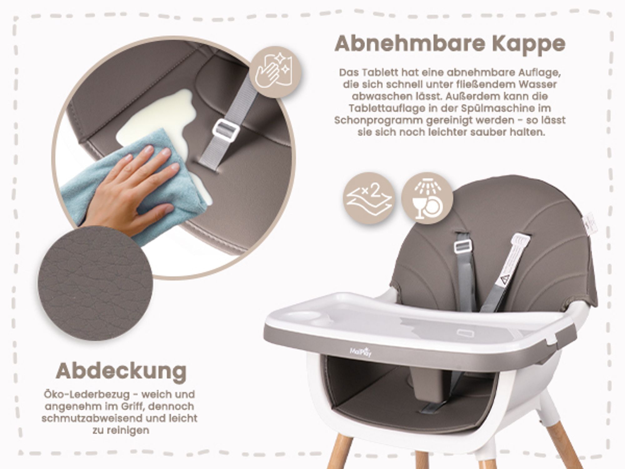 Kinderhochstuhl  für Kinder verstellbares abnehmbares Tablett