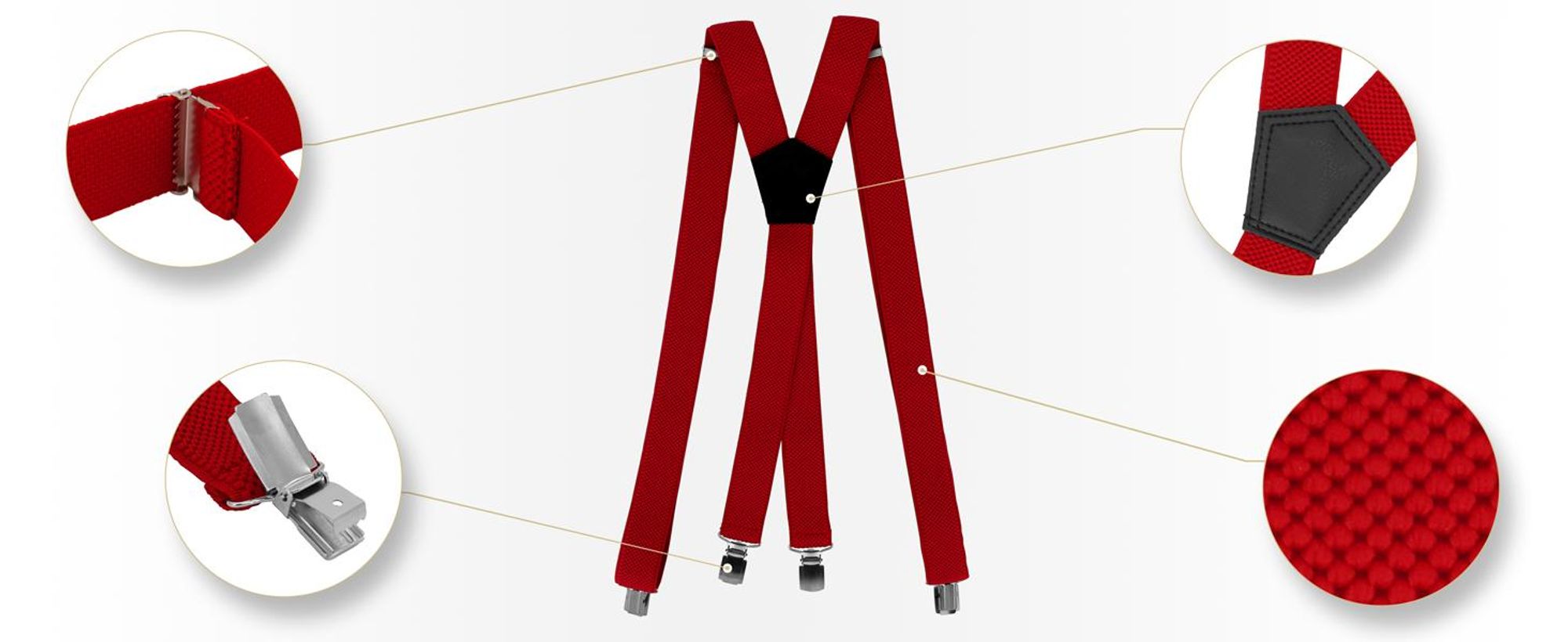 Fabio Farini - 1 Stück Schmales Y-Design mit 2,5cm Breite verstellbar mit extra starken Clipverschluss, Weiß
