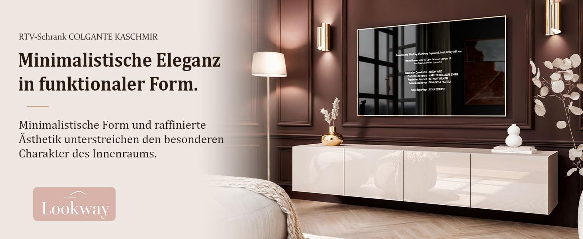 TV-Schrank COLGANTE 200 Kaschmir Hochglanz mit LED