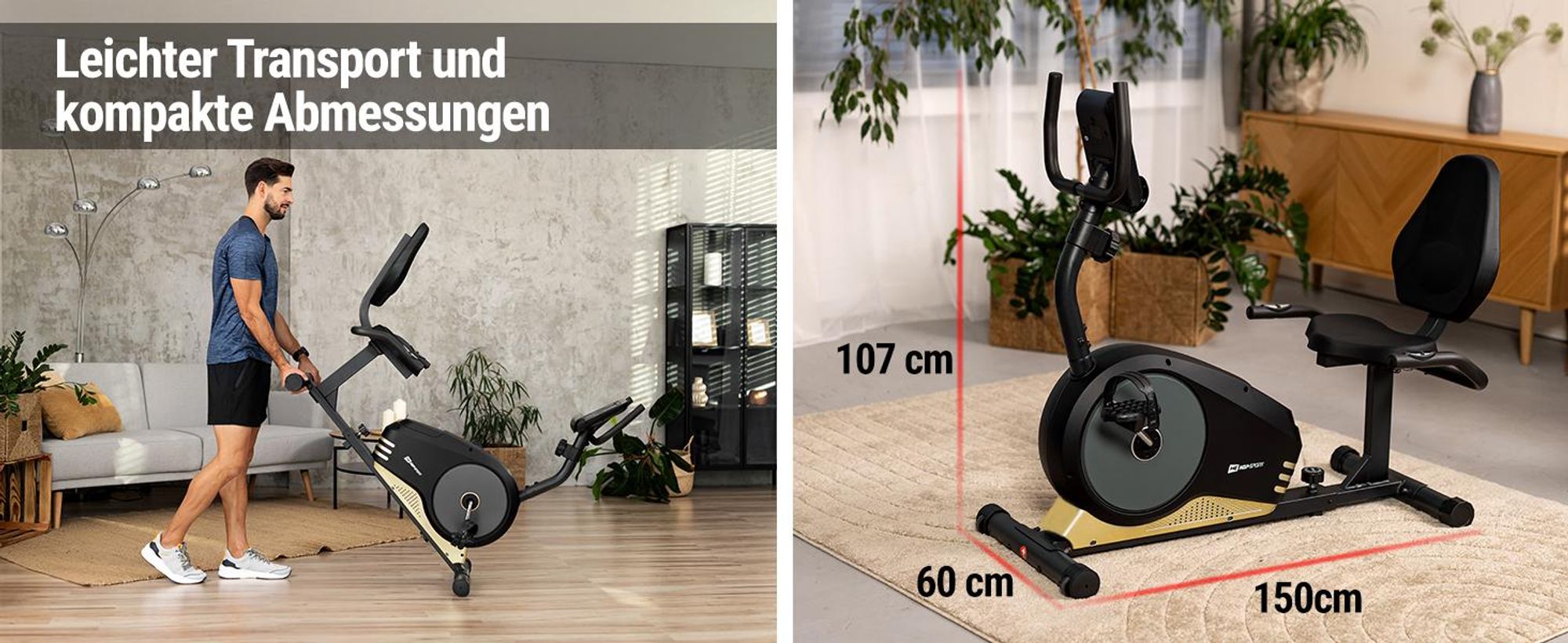 HOP SPORT® HS-040L Liegeergometer für Zuhause mit 8 verstellbaren Widerstandsstufen | Leise Liegerad Heimtrainer mit Großer Bequemer Sitz bis 120 kg